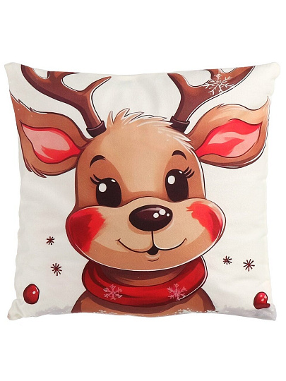 Подушка декоративная, 38х38 см, Олень, 100% полиэстер, Микрос