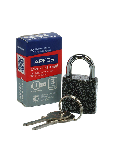 Замок навесной Apecs, PD-01-20, 26961, коробка, цилиндровый, 2 ключа