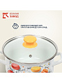 Кастрюля эмалированная сталь, 2.3 л, крышка стекло, цилиндрическая, Керченский металлургический завод, Цветное печенье, 51904-382/4.02-У4, белая - фото 6
