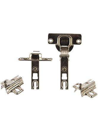 Петля мебельная универсальная, Slide-On, 123030, оцинкованная, наклон 110* с отв.пл, 2 штуки, белый цинк