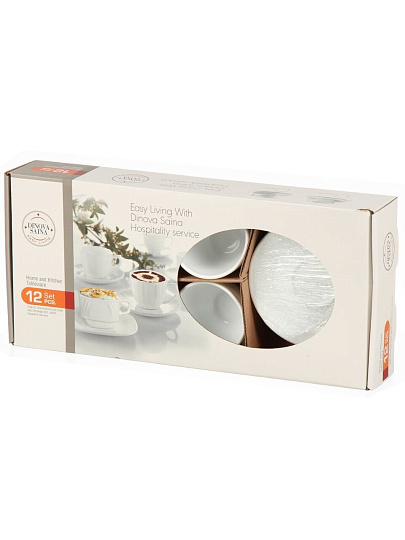 Набор чайный стеклокерамика, 12 предметов, на 6 персон, 200 мл, Bonjart, Модерн, подарочная упаковка