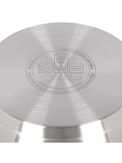 Кастрюля нержавеющая сталь, 2.8 л, крышка стекло, Daniks, Эмилия, CW-W075-18, индукция