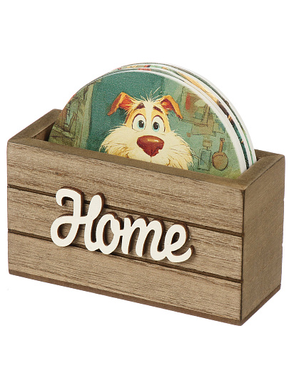 Набор подставок для горячего, дерево, 4 шт, круглый, 11.5х5.4х6.4 см, Верные друзья, Y4-11195