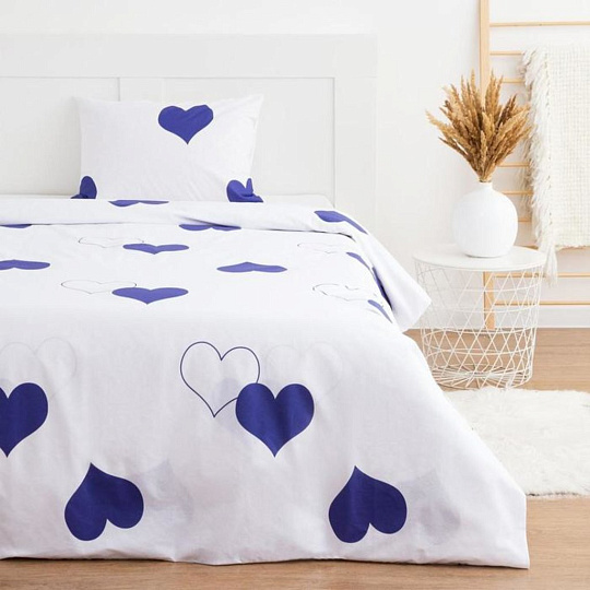 Постельное бельё евро &quot;Этель&quot; Сердца пододеяльник 200х217 см+наволочка 70*70 см-2 шт, 5437583