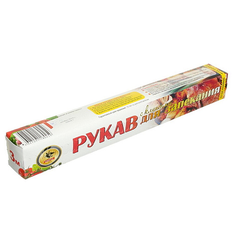 Рукав для запекания 300х30 см, с клипсами, Vikont