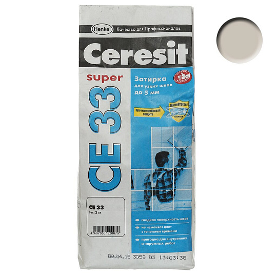 Затирка для швов Ceresit, СЕ33, 2 кг, серая, 790889