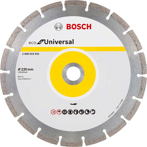 Диск отрезной алмазный Bosch, Eco Universal, 230 мм, сухой рез, 2608615031