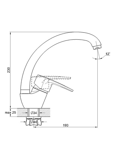 Смеситель для кухни, Solone, с картриджем, хром, KAP4-A043