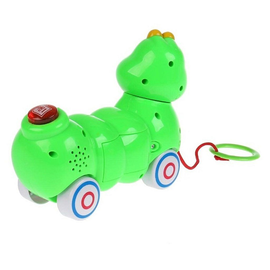 Каталка Умка, Гусеница, 18х14х7 см, музыкальная, развивающая, свет-звук, на веревке, B610846-R