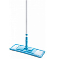 Швабра плоская, микрофибра, 43х13 см, голубая, телескопическая ручка, Grifon, 910-064