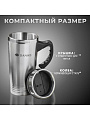 Термокружка нержавеющая сталь, пластик, 0.45 л, Daniks, колба нержавеющая сталь, серебристая, SL-210B - фото 3