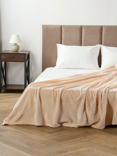 Плед евро, 200х220 см, 280 г/м2, микрофибра, 100% полиэстер, Silvano, Сильвия, кремовый