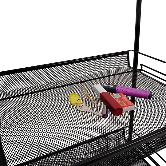 Этажерка универсальная, металл, 3 секции, 44х17х75.5 см, с мелкосетчатыми корзинами, черная, ЗМИ, Ладья 1 К, Э 321 Ч