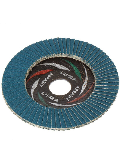 Круг лепестковый торцевой КЛТ1 для УШМ, LugaAbrasiv, диаметр 115 мм, посадочный диаметр 22 мм, зернистость ZK100, шлифовальный