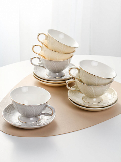 Набор чайный фарфор, 12 предметов, на 6 персон, 250 мл, Lefard, Top style, 42-554, подарочная упаковка