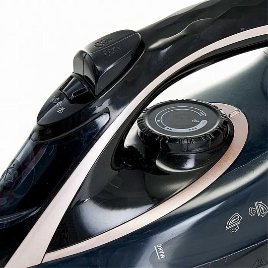 Утюг Delta, LUX DE-3001, 2000 Вт, керамика, вертикальное отпаривание, 1.8 м, черный с бронзовым