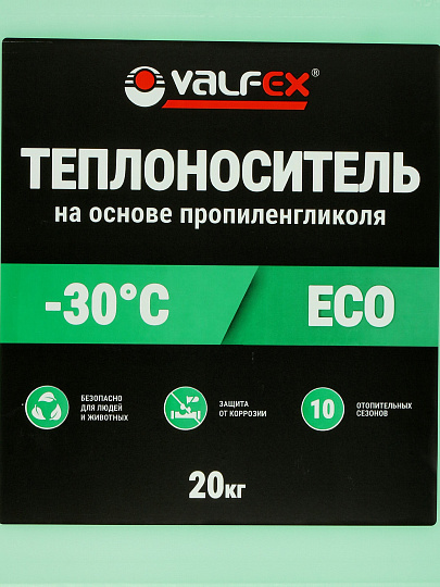 Теплоноситель для систем отопления, пропиленгликоль, 20 кг, не горюч, ECO-30, Valfex