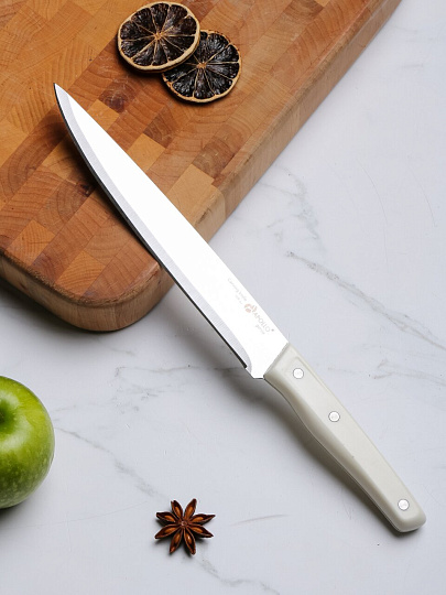 Нож Apollo, Genio Ivory, для мяса, нержавеющая сталь, 20 см, рукоятка пластик, IVR-02