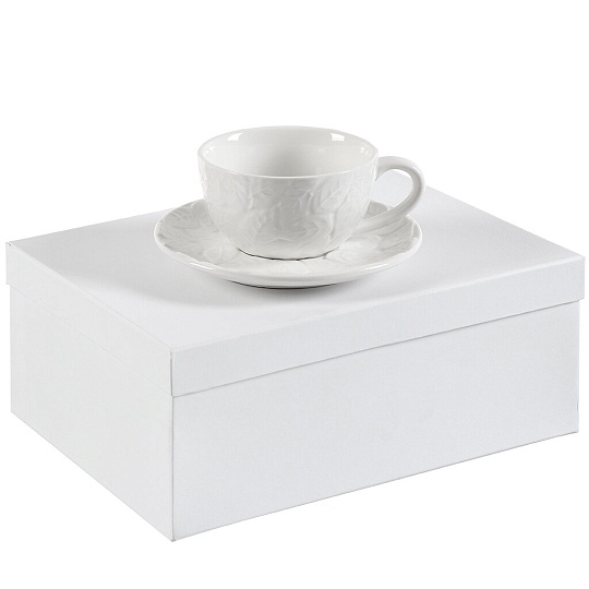 Чайная пара керамика, 2 предмета, на 1 персону, 270 мл, Daniks, Листья, Y4-4397, подарочная упаковка