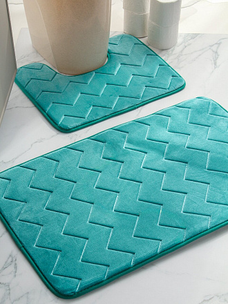 Набор ковриков для ванной, 2 шт, бирюзовый, Y4-9937, узор ромб