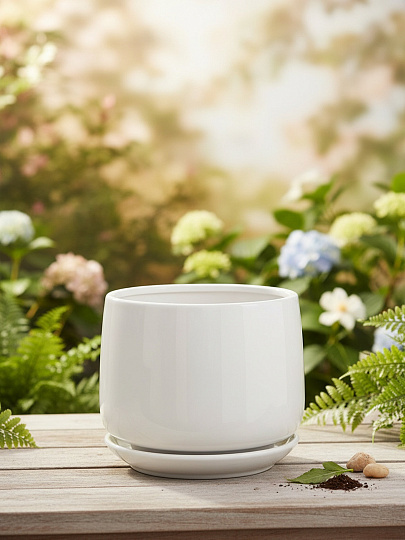 Горшок керамика, 3.5 л, 21.8х18.9 см, белый, Афродита, Y4-8778