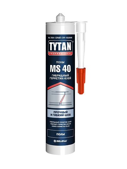 Клей-герметик гибридный, для пола, Tytan, Professional MS40, 11771, 280 мл, RAL 7004, серый, нейтральный