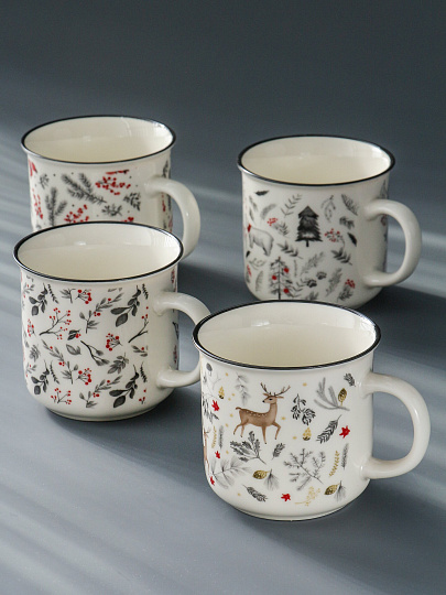 Кружка керам, 4 шт, 400 мл, Зимняя сказка, Daniks, BR562/3828-1