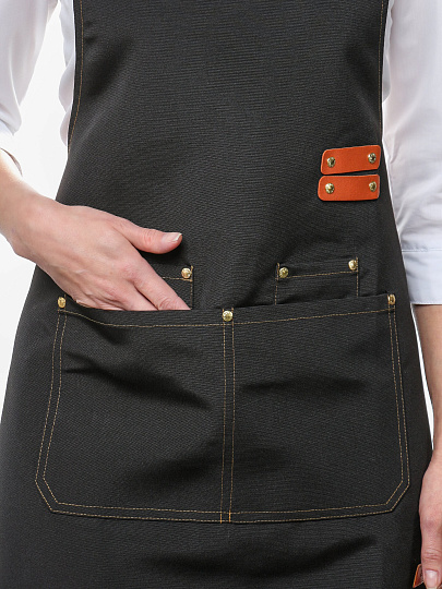 Фартук 66х75 см, 100% полиэстер, с карманом, черный, A170094