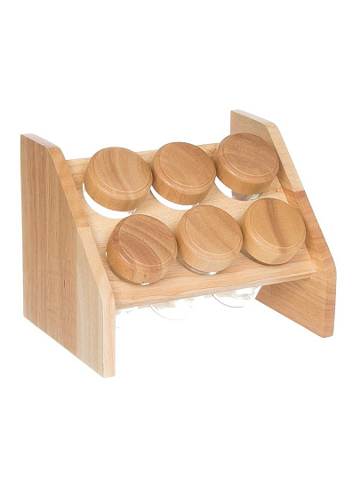 Набор для специй стекло, дерево, 6 шт, на подставке, бежевый, Y3-1139