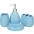 Набор для ванной 4 предмета, Тиффани, керамика, стакан, подставка для зубных щеток, дозатор, мыльница, Y330