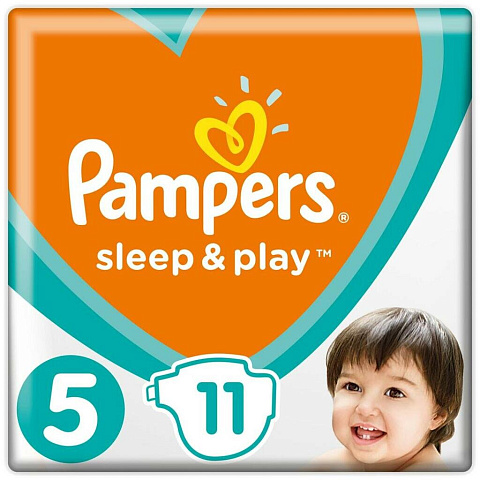 Подгузники детские Pampers, Sleep & Play Junior, 5, 11 - 16 кг, 11 шт, унисекс