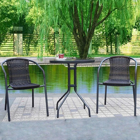 Мебель садовая Bistro, стол, 80 см, 2 кресла, 100 кг, 210171