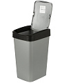 Контейнер для мусора пластик, 35 л, прямоугольный, с крышкой, серый металлик, черный, Violet, Tandem, 843558 - фото 5