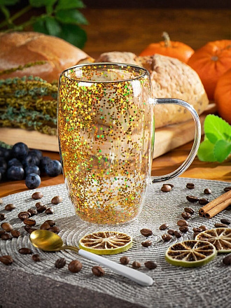 Кружка стекло, 450 мл, двойные стенки, Y4-7270