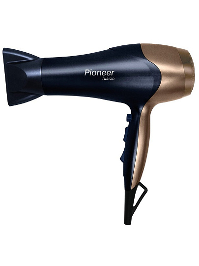 Фен Pioneer, HD-2200DC, 2200 Вт, 3 режима, 2 скорости, черный с золотым, 14448