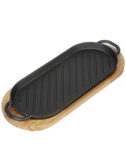 Сковорода чугун, 37.8х16.6х2 см, с подставкой, Y4-8872