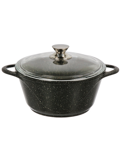 Кастрюля алюминий, антипригарное покрытие, 2 л, крышка стекло, Горница, Гранит, к2233аг