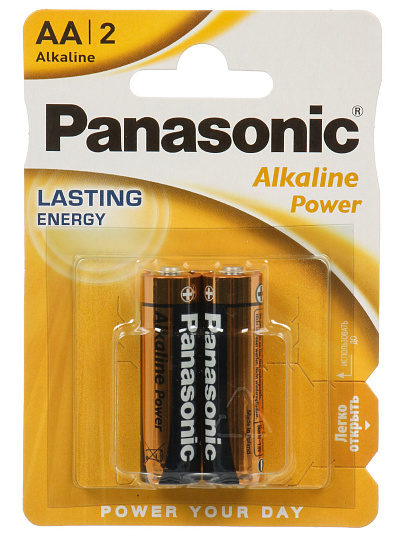 Батарейка Panasonic, АА (LR6, 15А), Alkaline Power, щелочная, 1.5 В, блистер, 2 шт, 7347