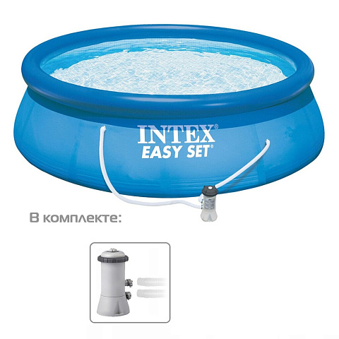 Бассейн надувной Intex, 396х84 см, Easy Set, 28142NP, фильтр-насос, 7290 л