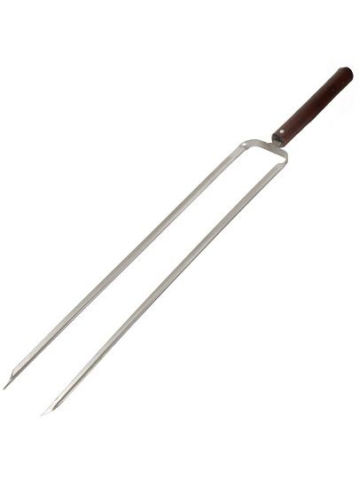 Шампур лезвие двойное, 650х450х12х2 мм, нержавеющая сталь, рукоятка лакированое дерево, 2К-386