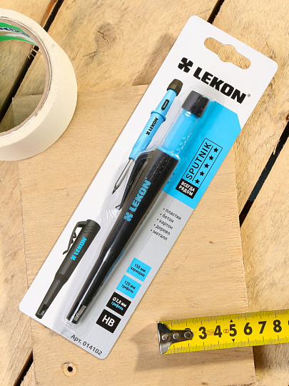 Карандаш строительный, 205 мм, автоматический, стержень 2.8 мм, блистер, черный, Lekon, Sputnik, 14102