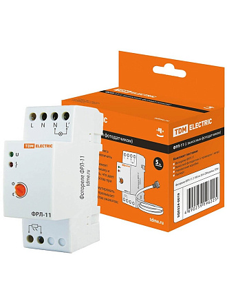 Фотореле IP65, 2-100 лк, 20 А, DIN-рейка с датчиком IP65, TDM Electric, ФРЛ-11, SQ0324-0019