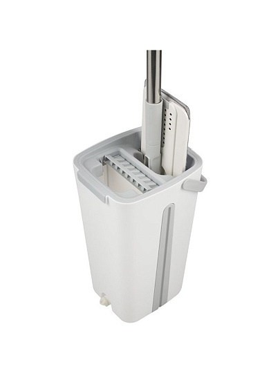 Набор для уборки ведро с отжимом, швабра МОП, белый с серым, Рыжий кот, Helper, 109965