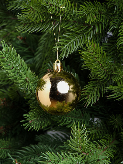 Елочный шар 6 шт, золото, 6 см, пластик, SYQD-0119156G