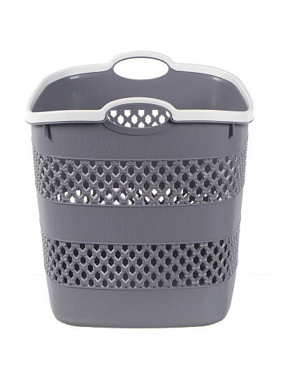 Корзина для белья и хранения вещей, 37.5х35.5х45 см, прямоугольная, пластик, серая, с ручками, Y4-7816