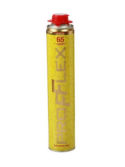 Пена монтажная Profflex, Yellow Lite, профессиональная, 65 л, 850 мл, 850 г, летняя, 70084