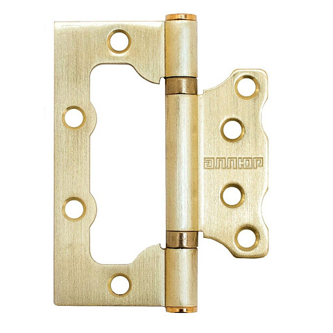 Петля накладная для деревянных дверей, Аллюр, 100х75х2.5 мм, универсальная, 2BB SBP, 1046, 2 шт, 2 подшипника, блистер, матовая латунь