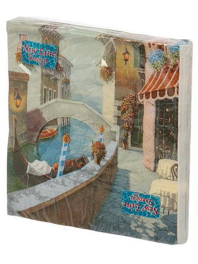 Салфетки бумажные New Line, Design, Итальянская улочка, 20 шт, 3 сл, 33х33 см