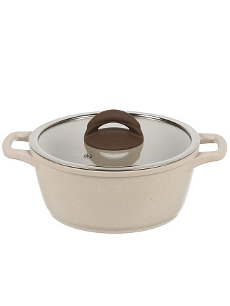 Кастрюля алюминий, антипригарное покрытие, 2 л, крышка стекло, Гурман, Pollen light, ГМк203 ПЛИ, индукция