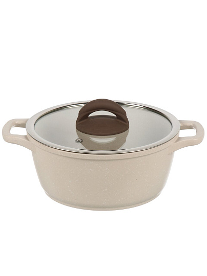 Кастрюля алюминий, антипригарное покрытие, 2 л, крышка стекло, Гурман, Pollen light, ГМк203 ПЛИ, индукция